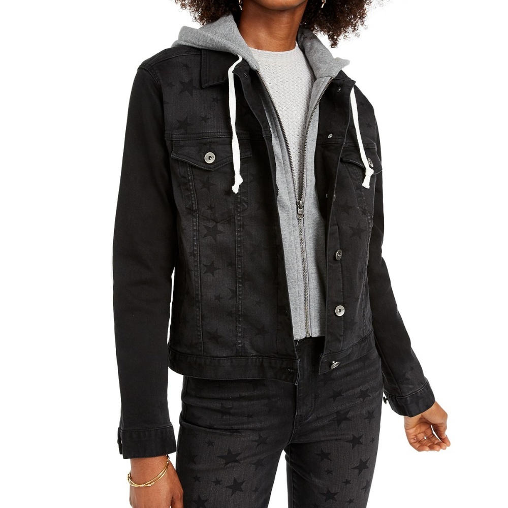 Kendall + Kylie Abbot Hooded Denim Jacket